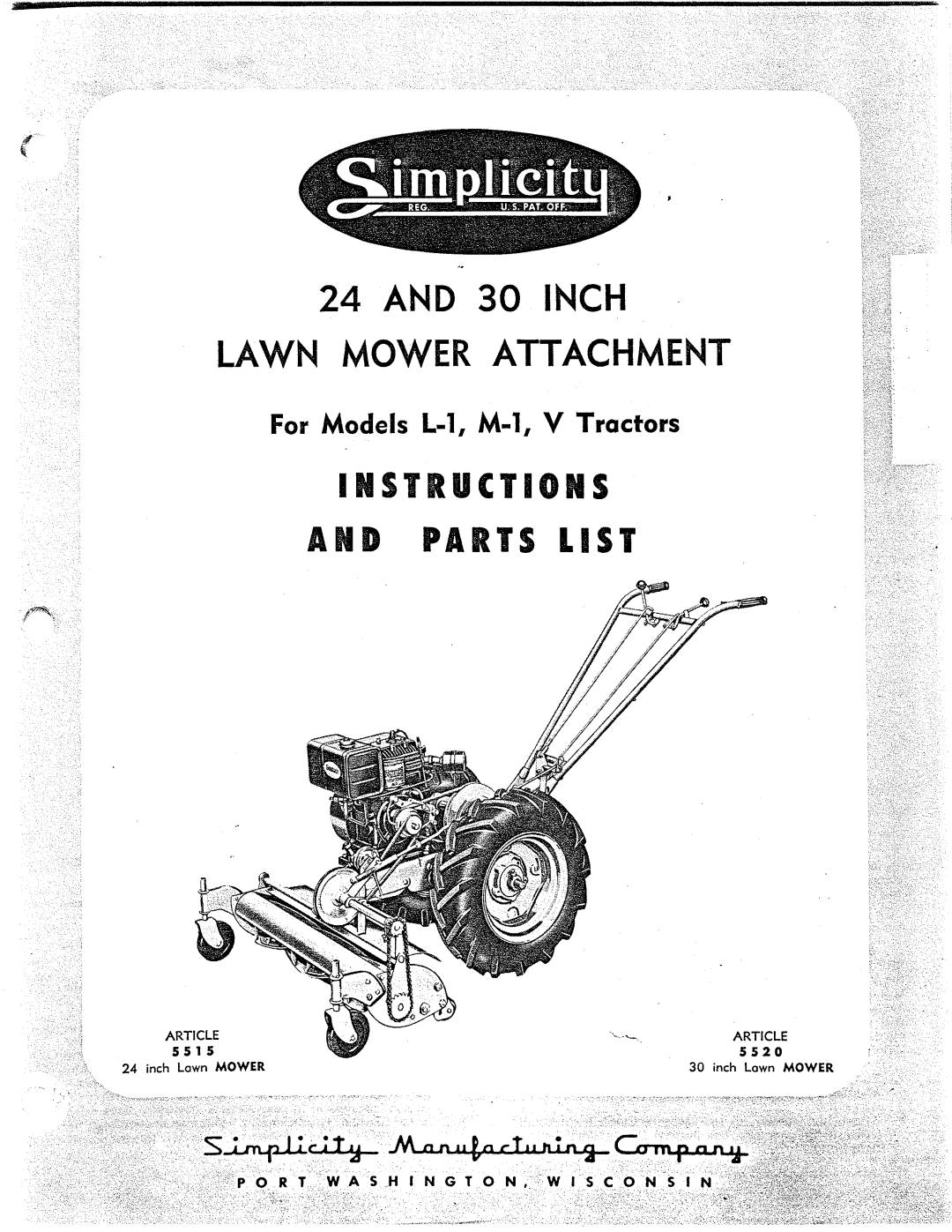 Simplicity L-1, M-1 manual 