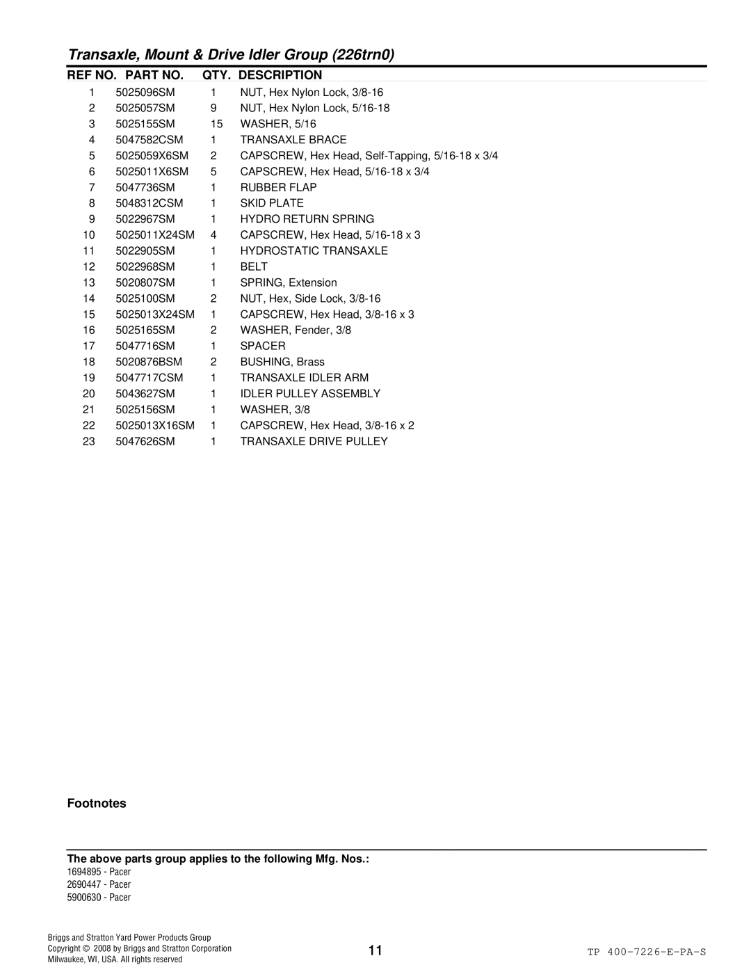 Simplicity Pacer Transaxle Brace, Rubber Flap, Skid Plate, Hydrostatic Transaxle, Belt, Transaxle Idler ARM, WASHER, 3/8 