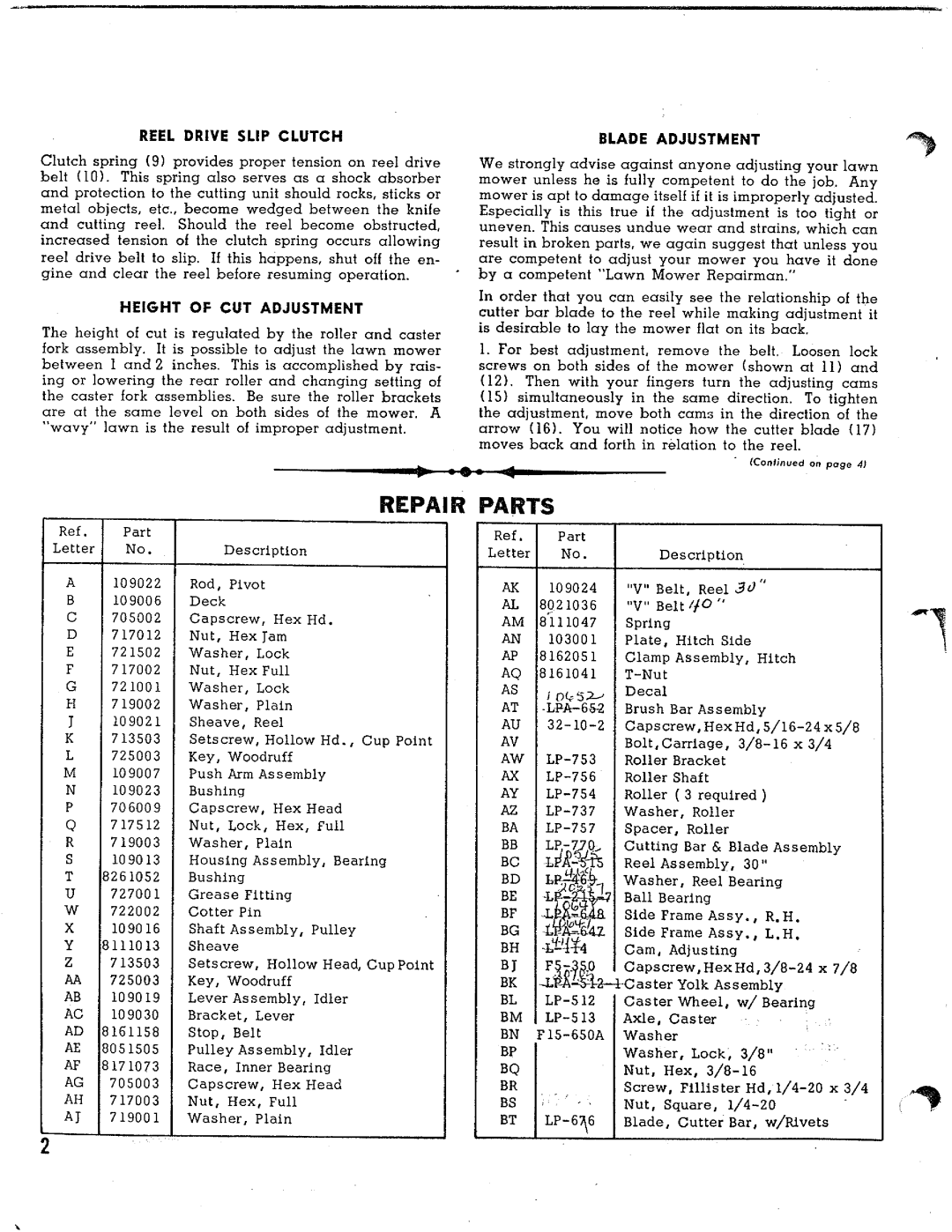 Simplicity Reel Mower manual 