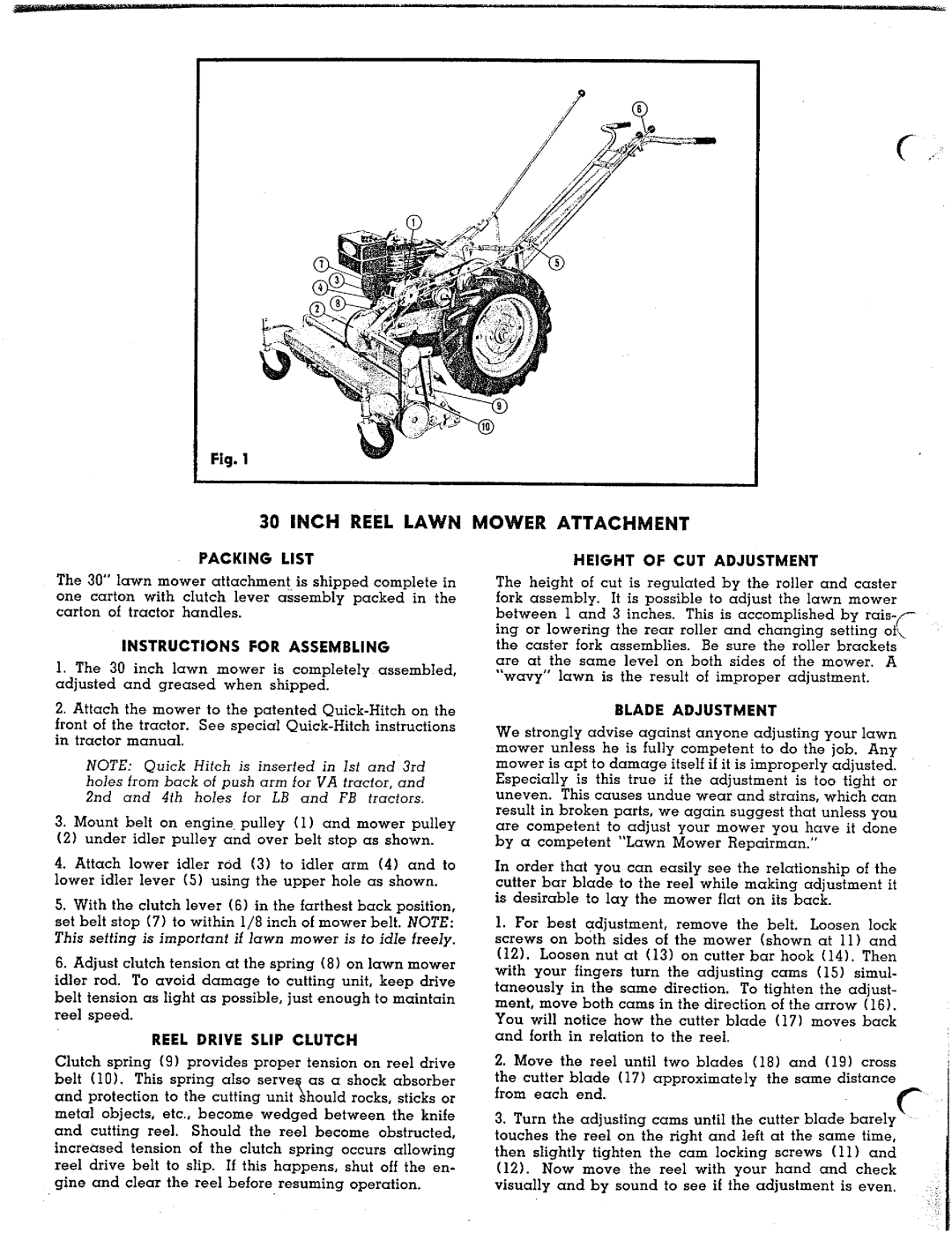 Simplicity Reel Mower manual 