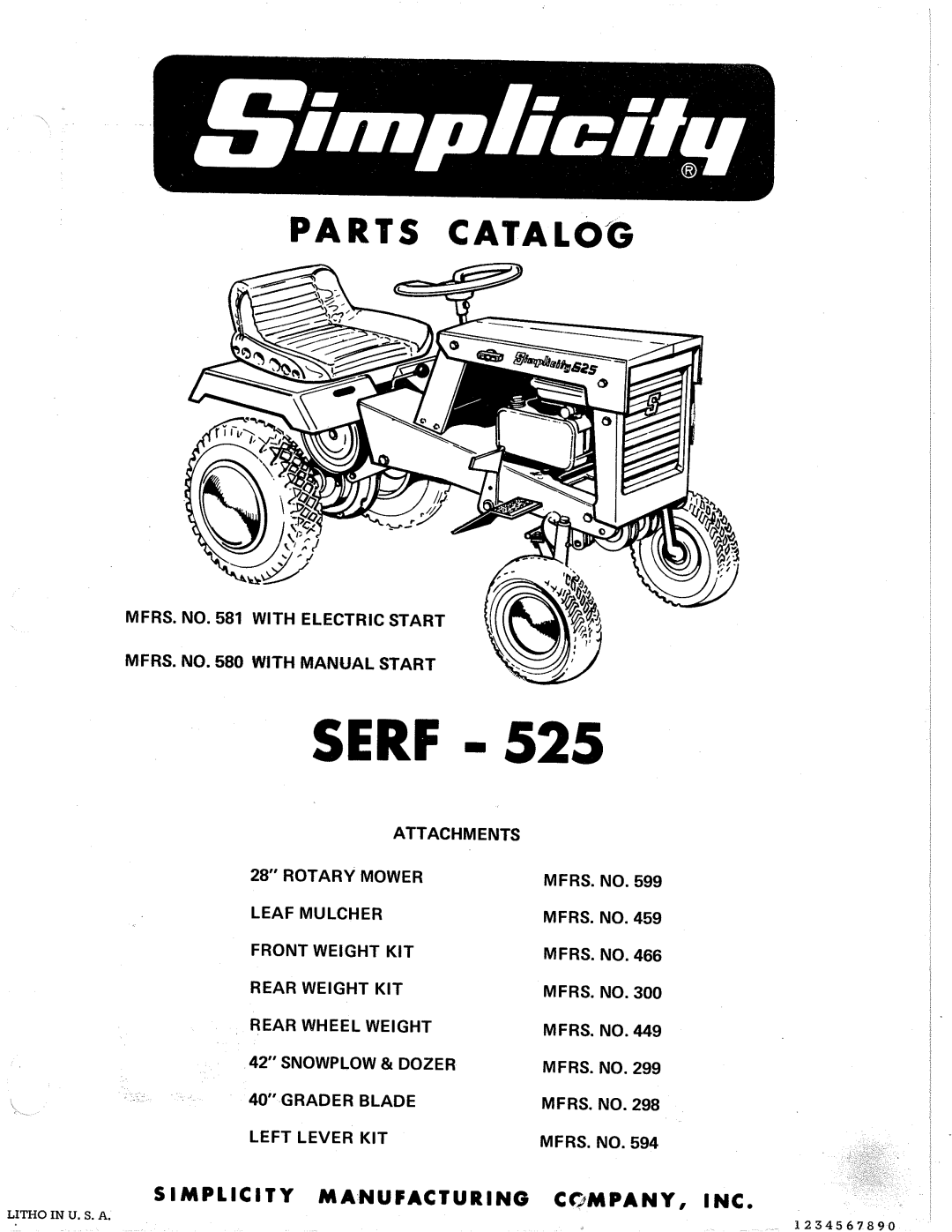 Simplicity SERF-525 manual 