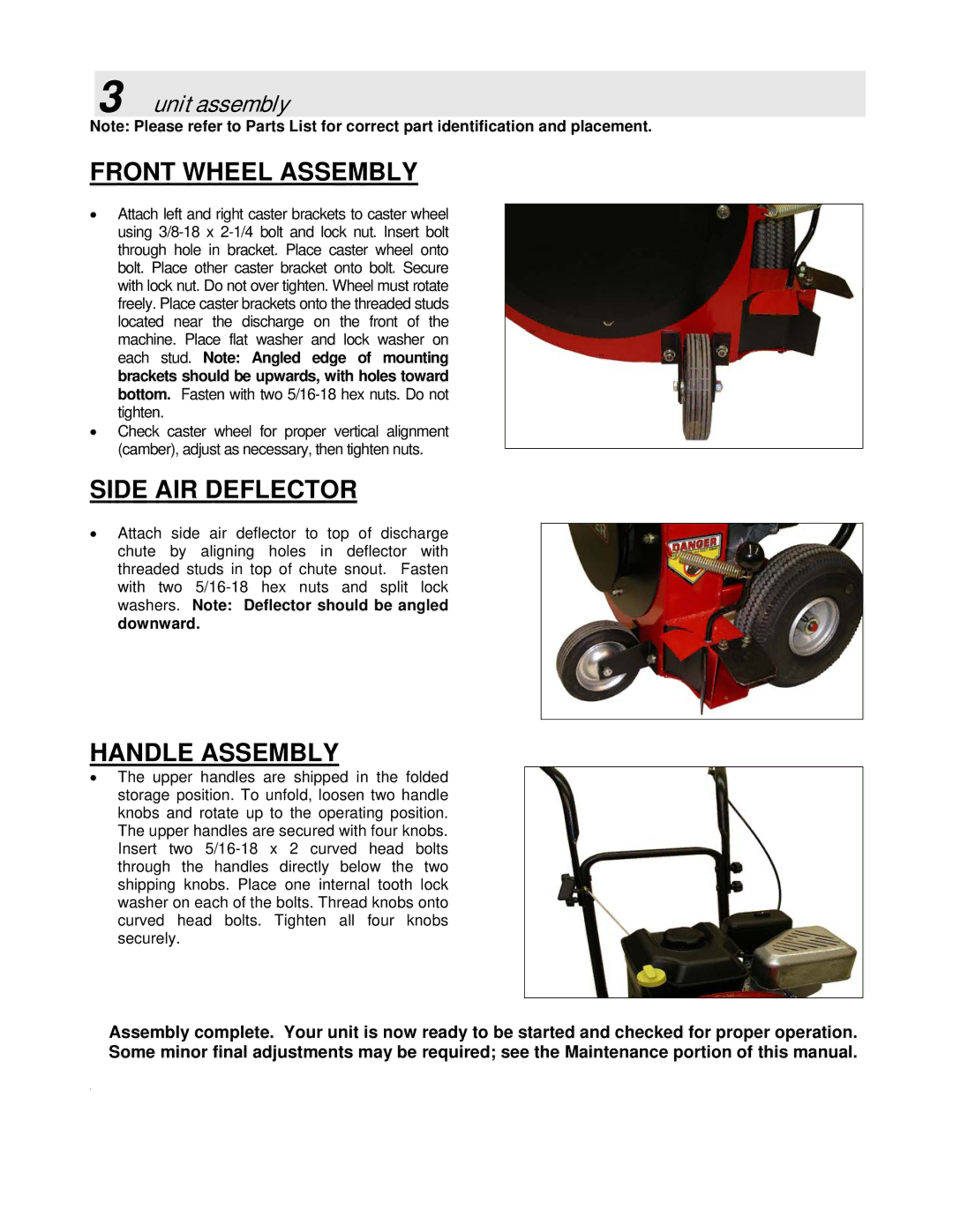 Simplicity SMLBC55151BV manual Front Wheel Assembly, Unit assembly 