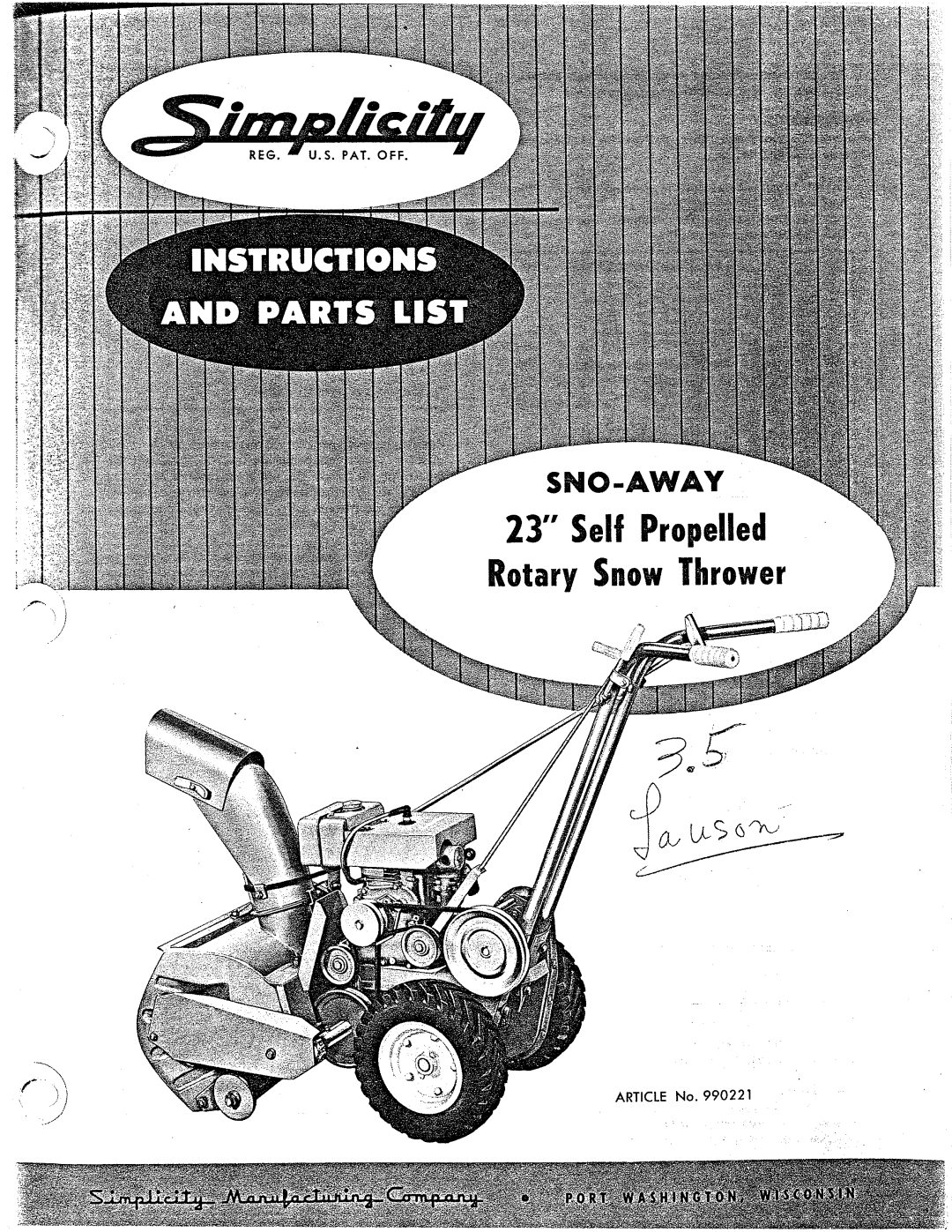 Simplicity SNO-WAY manual 