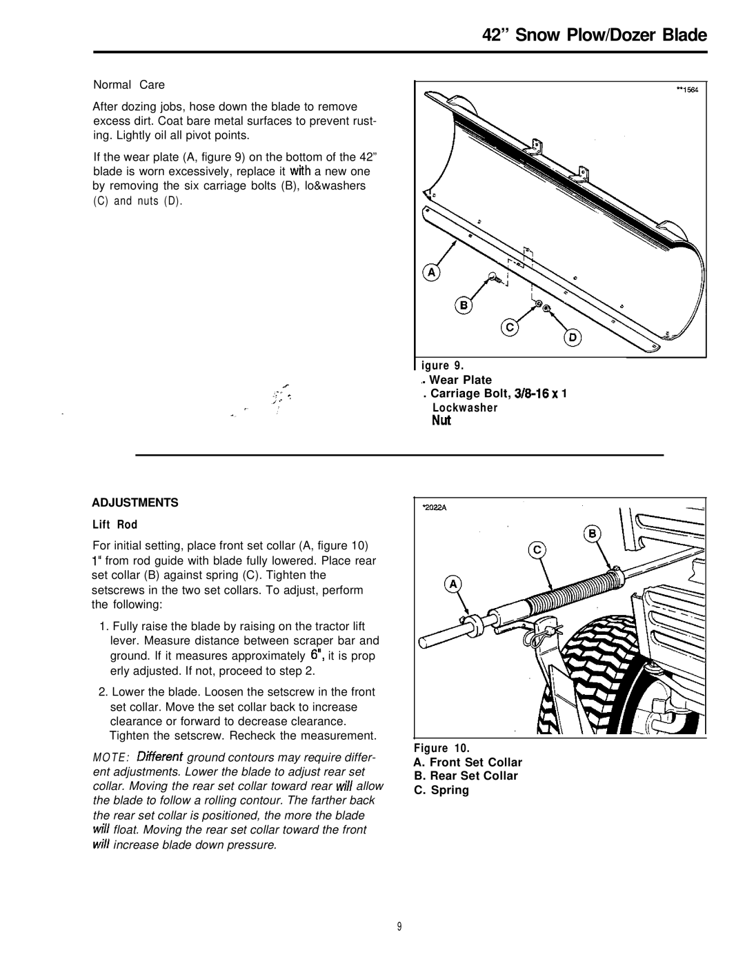 Simplicity Snow Plow/Dozer Blade manual Nuts D Igure Wear Plate Carriage Bolt, 3/9-16 x 1 Lockwasher 