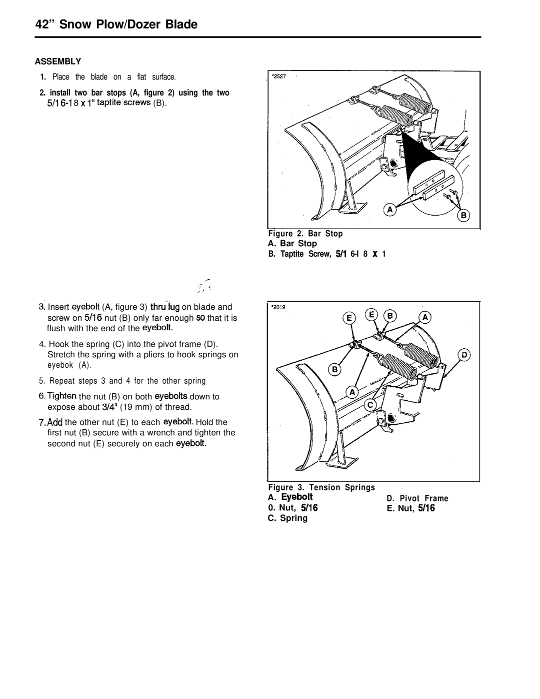 Simplicity Snow Plow/Dozer Blade manual Assembly 