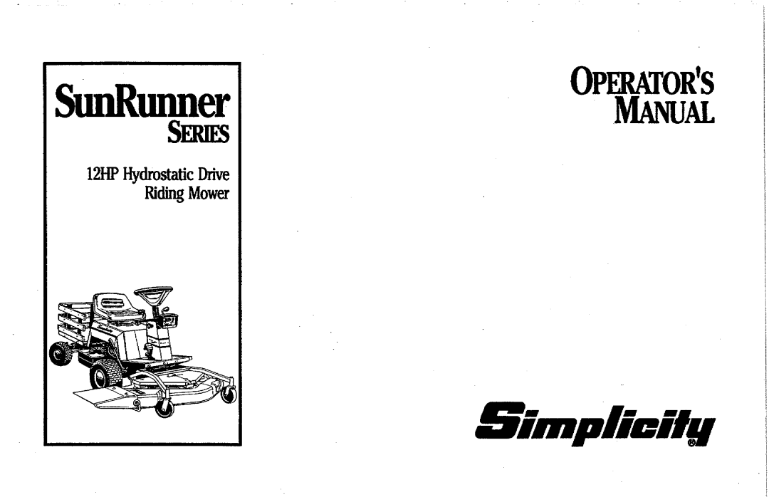 Simplicity SunRunner Series manual 