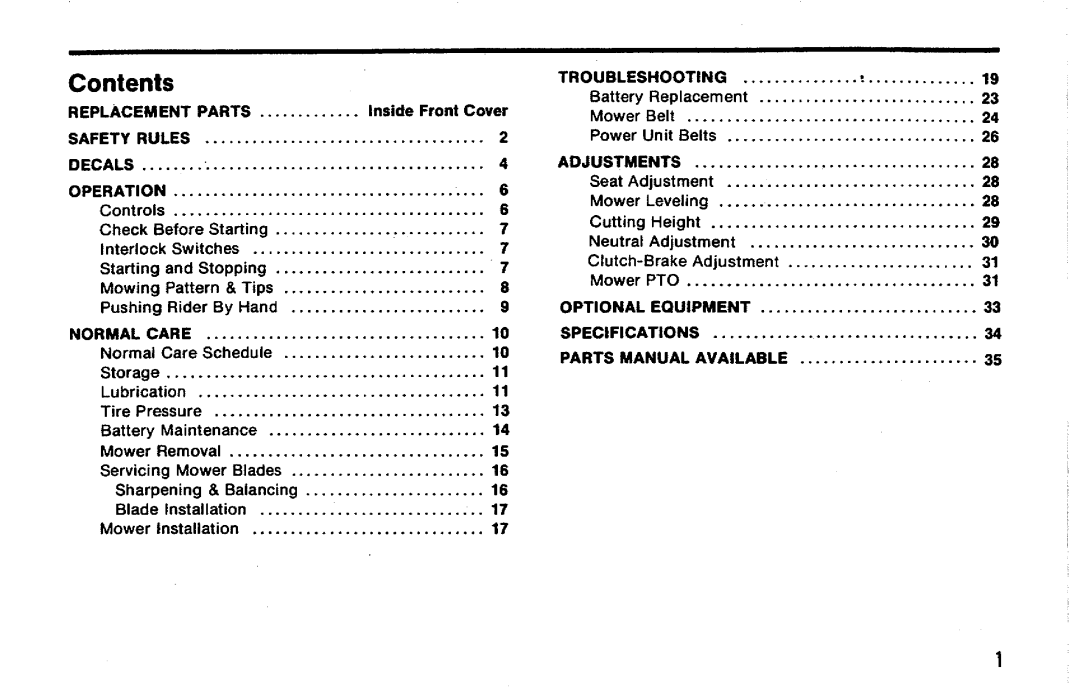 Simplicity SunRunner Series manual 