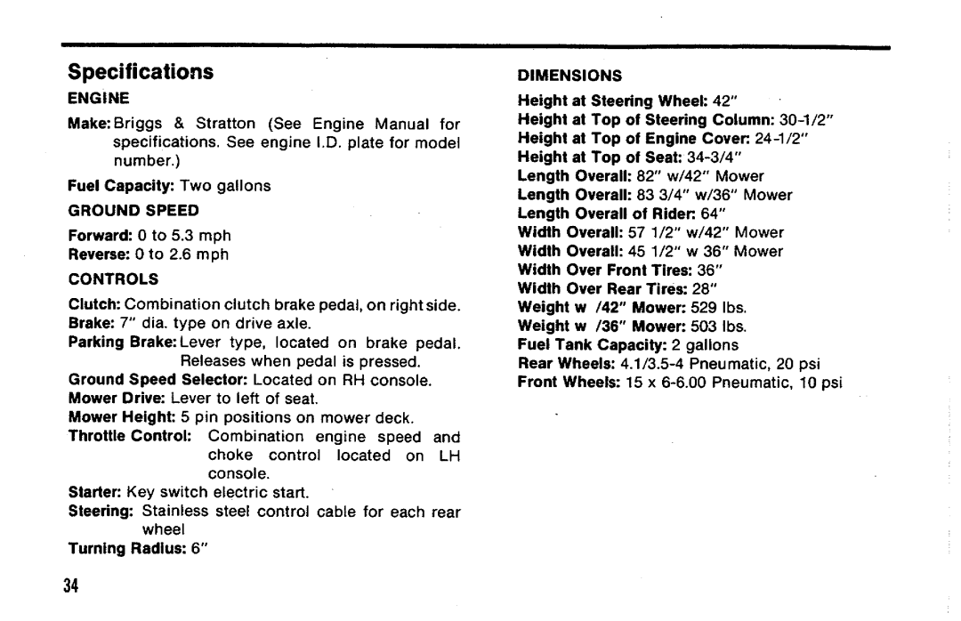 Simplicity SunRunner Series manual 