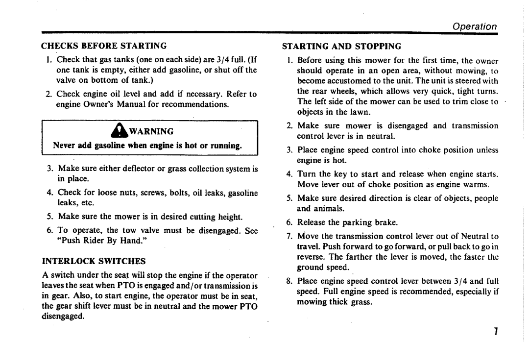 Simplicity SunRunner Series manual 