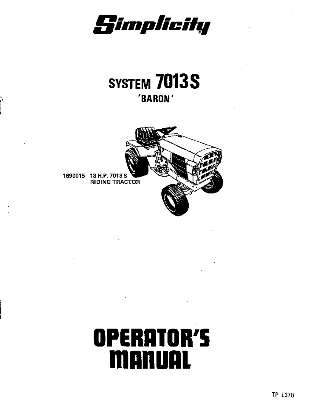 Simplicity System 7013S manual 