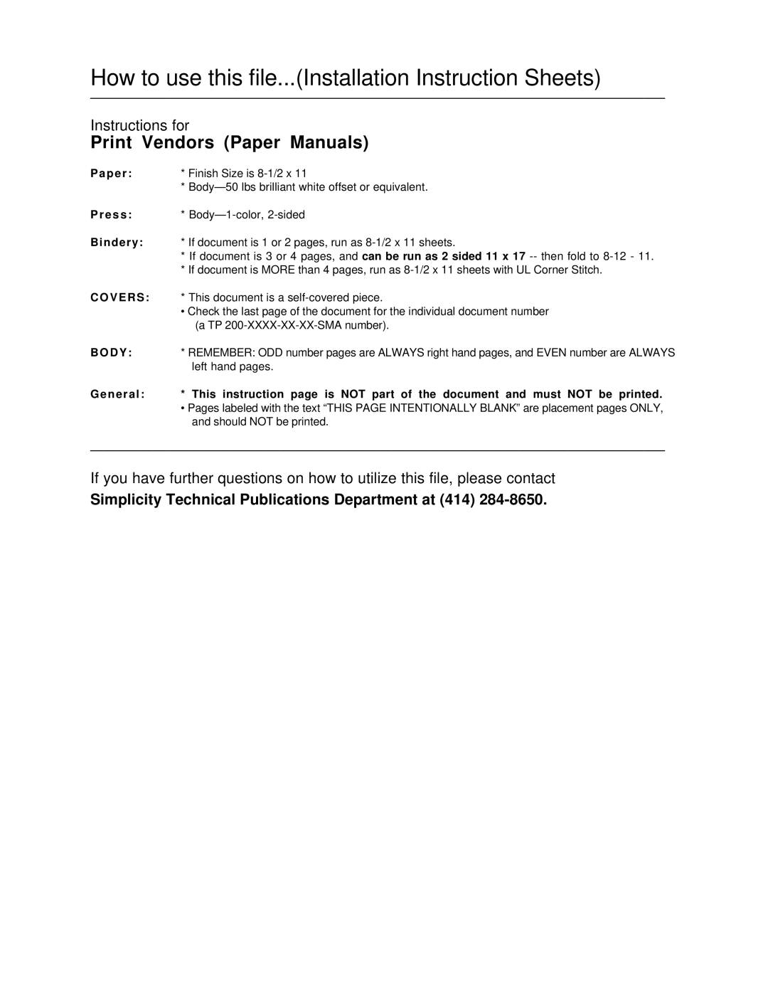 Simplicity TP 200-2121-01-SK-S installation instructions How to use this file...Installation Instruction Sheets, V E R S 