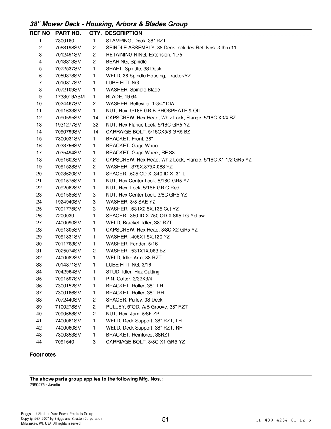 Simplicity TP 400-4284-01-HZ-S manual Lube Fitting, Carraige BOLT, 5/16CX5/8 GR5 BZ, Lube FITTING, 3/16 