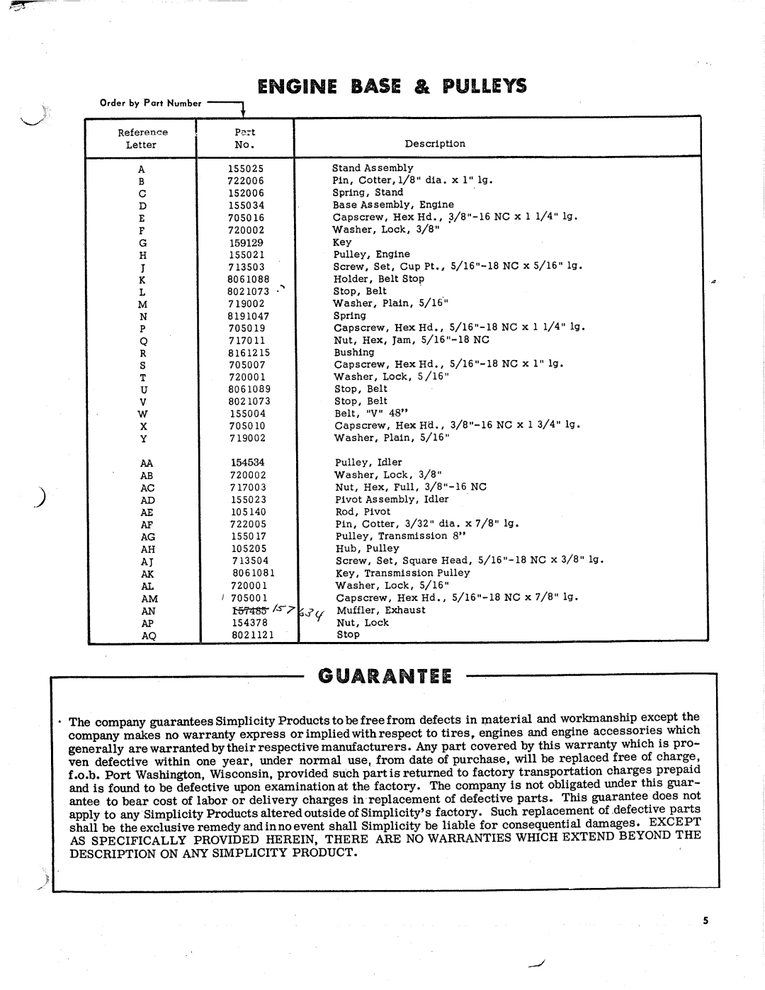 Simplicity 11-7-66, W manual 