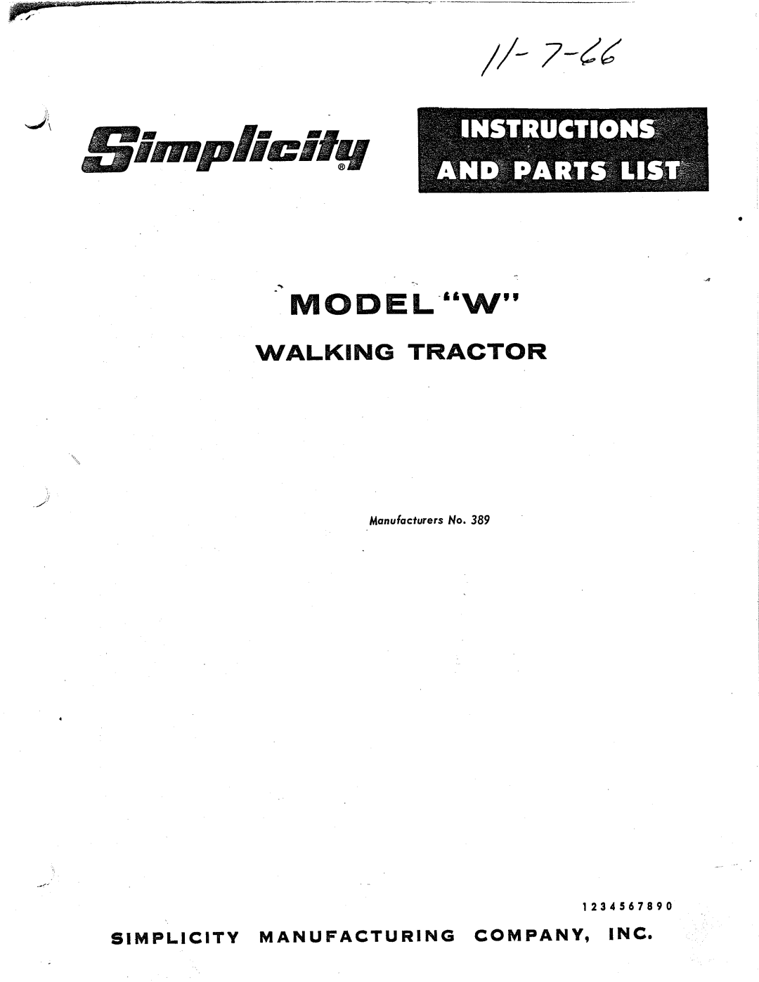 Simplicity 11-7-66, W manual 
