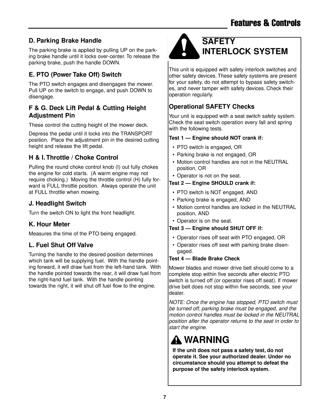 Simplicity ZT2561 manual Features & Controls 