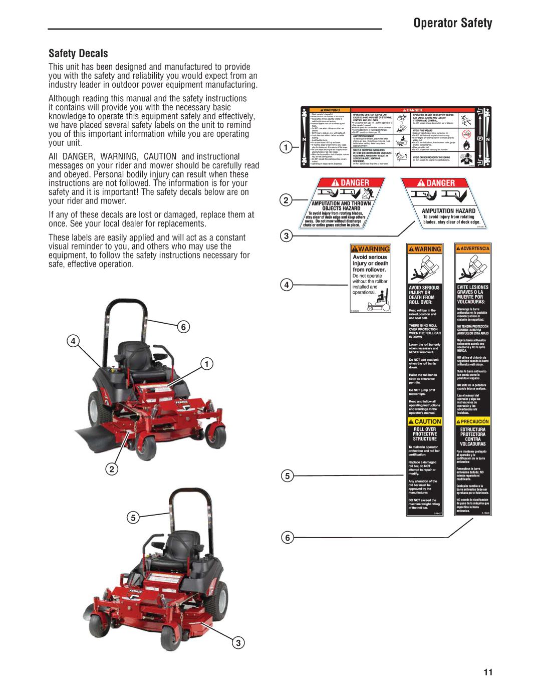 Simplicity ZT4000 Series manual Safety Decals, Objects Hazard 