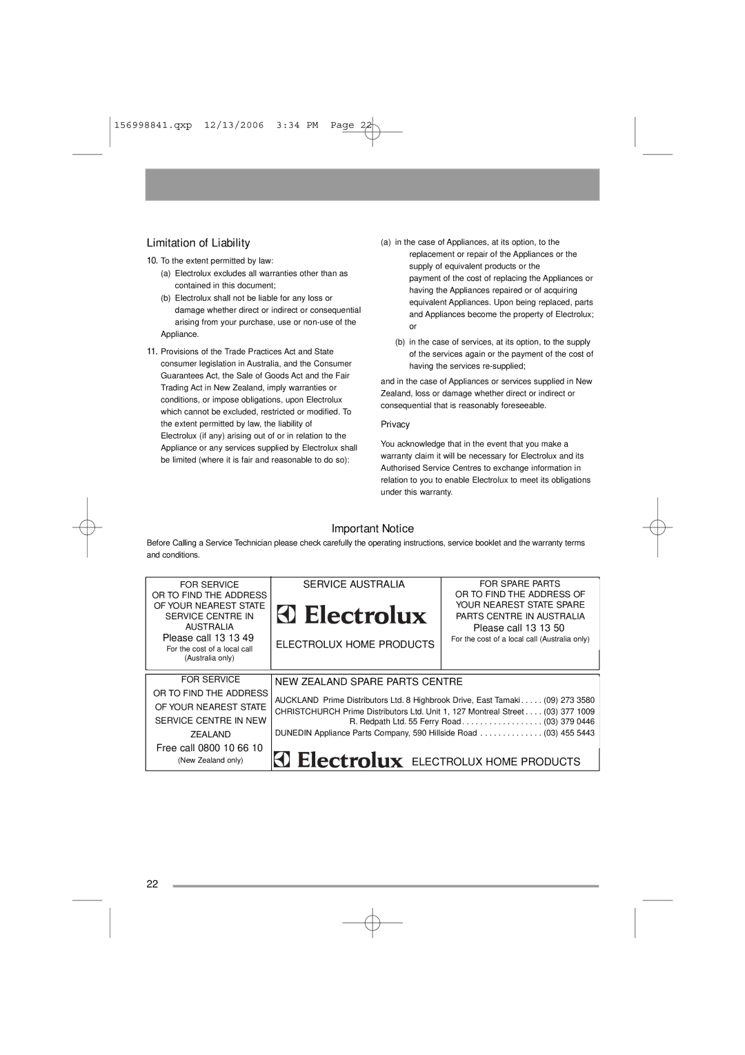 Simpson 52C850 user manual Limitation of Liability, Important Notice 