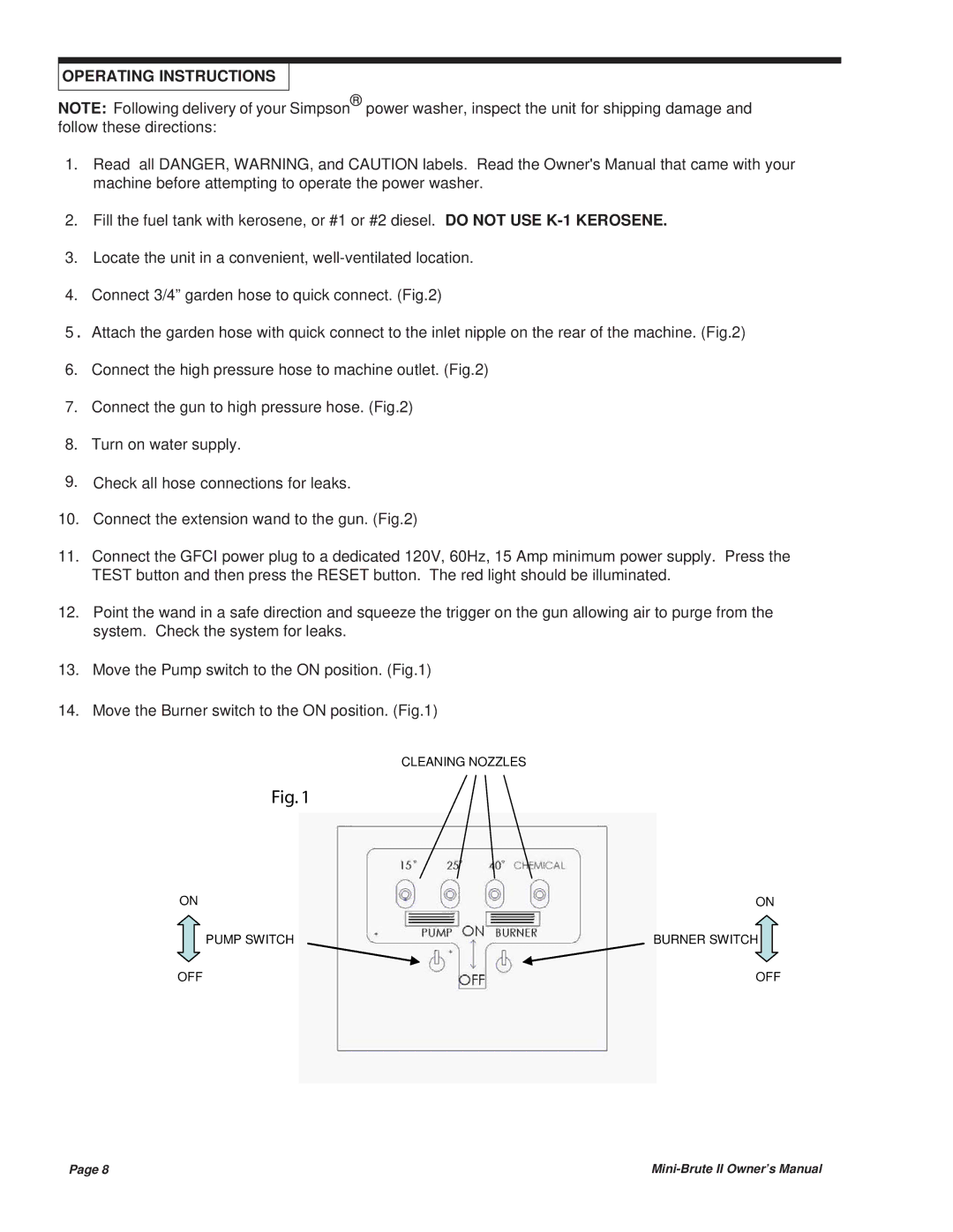 Simpson MBII manual Operating Instructions 