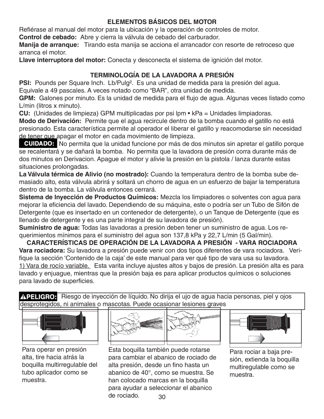 Simpson MSV3000, MSV2600 warranty Elementos Básicos DEL Motor, Terminología DE LA Lavadora a Presión 