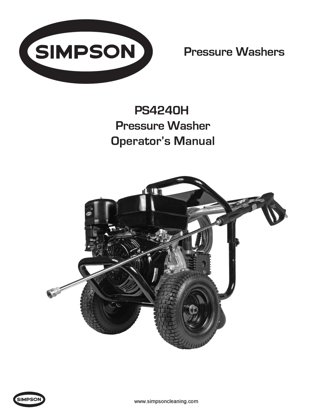 Simpson manual Pressure Washers PS4240H Operator’s Manual 