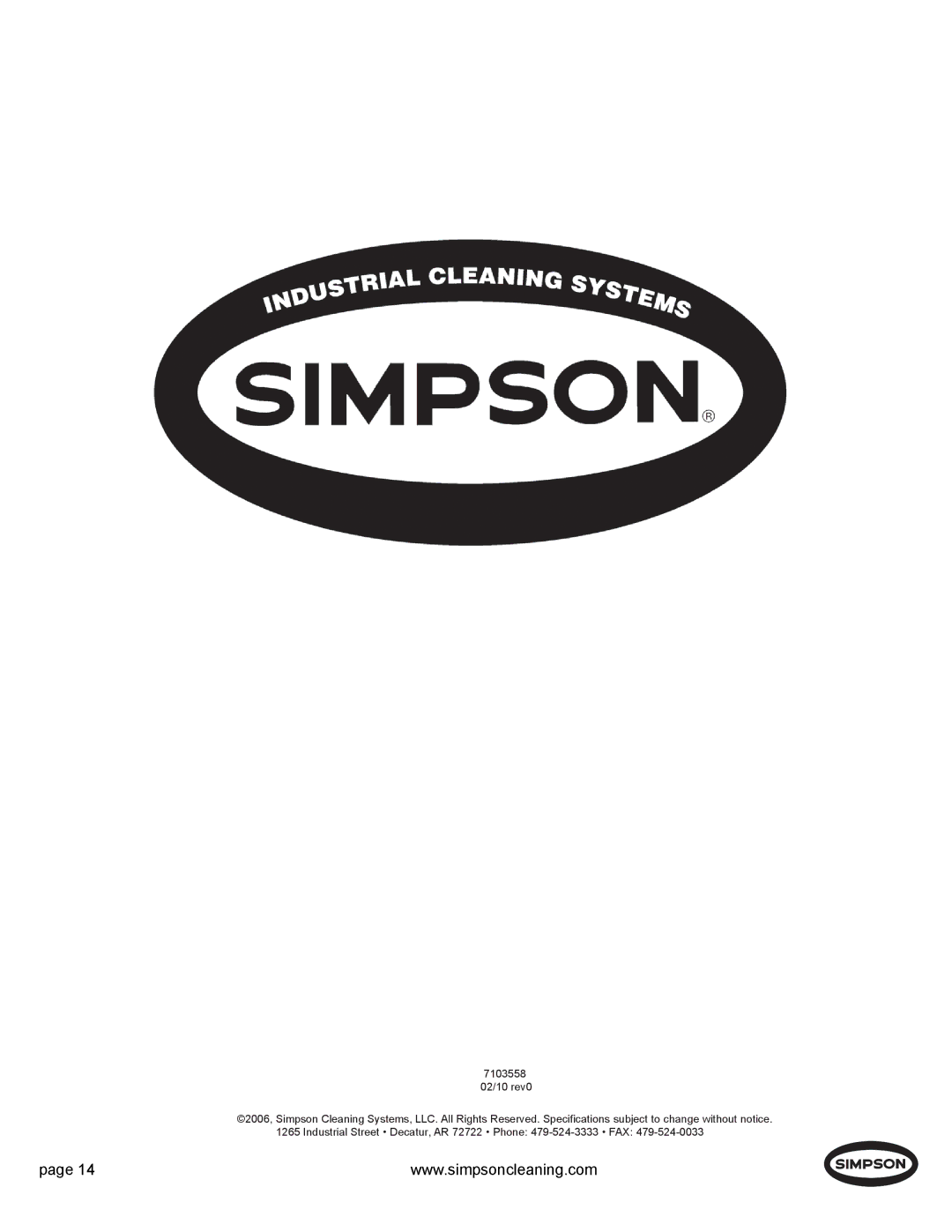 Simpson PS4240H manual 