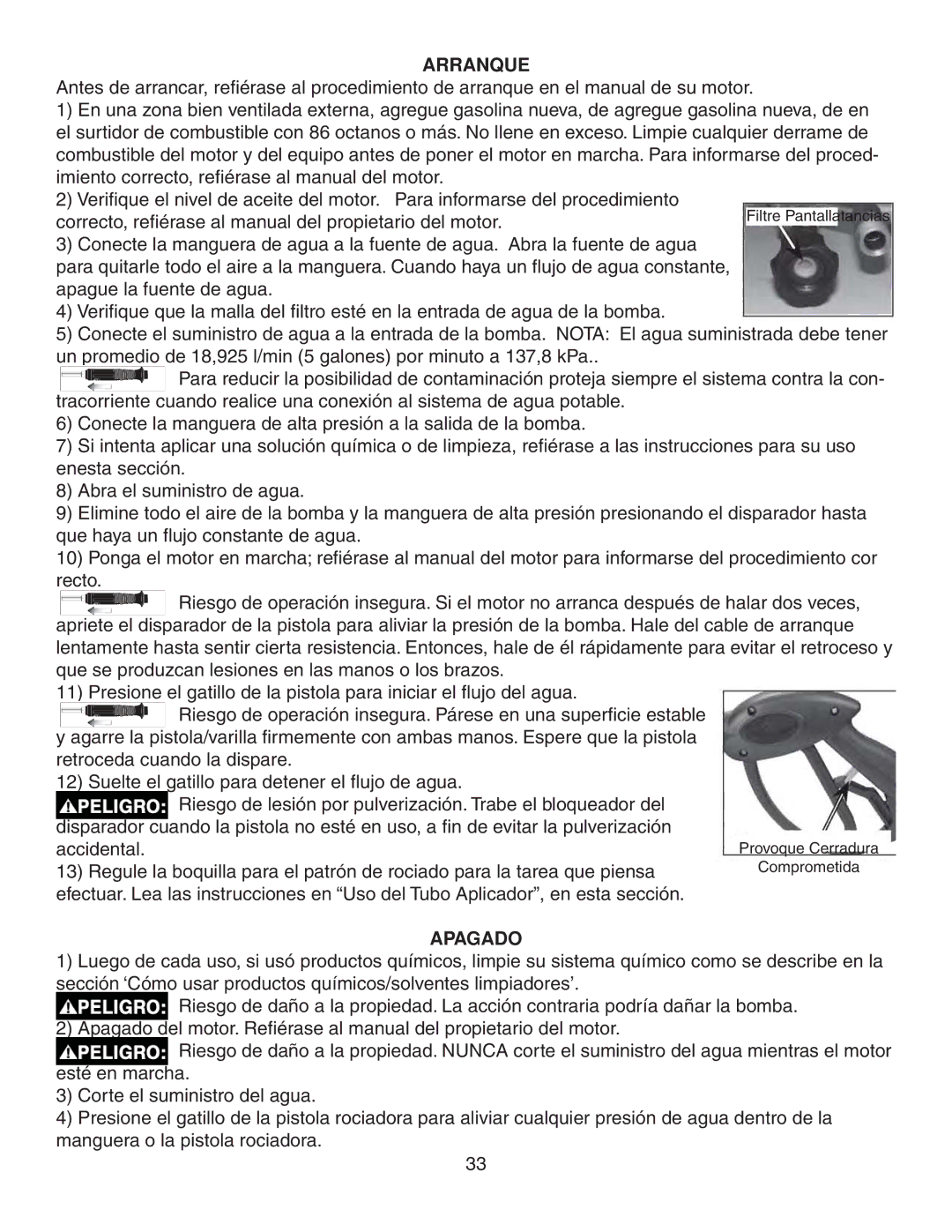 Simpson V3100 warranty Arranque, Apagado 