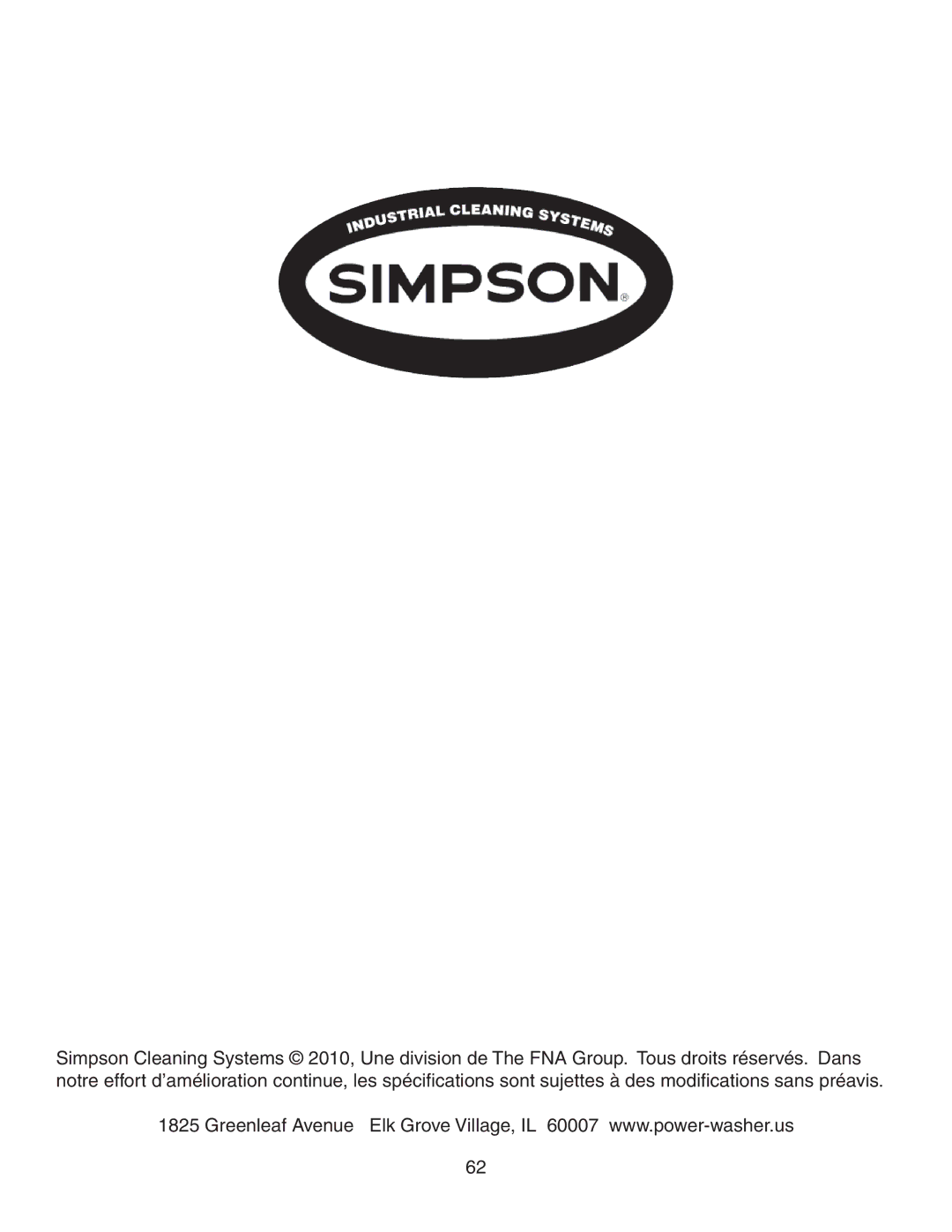 Simpson V3100 warranty 