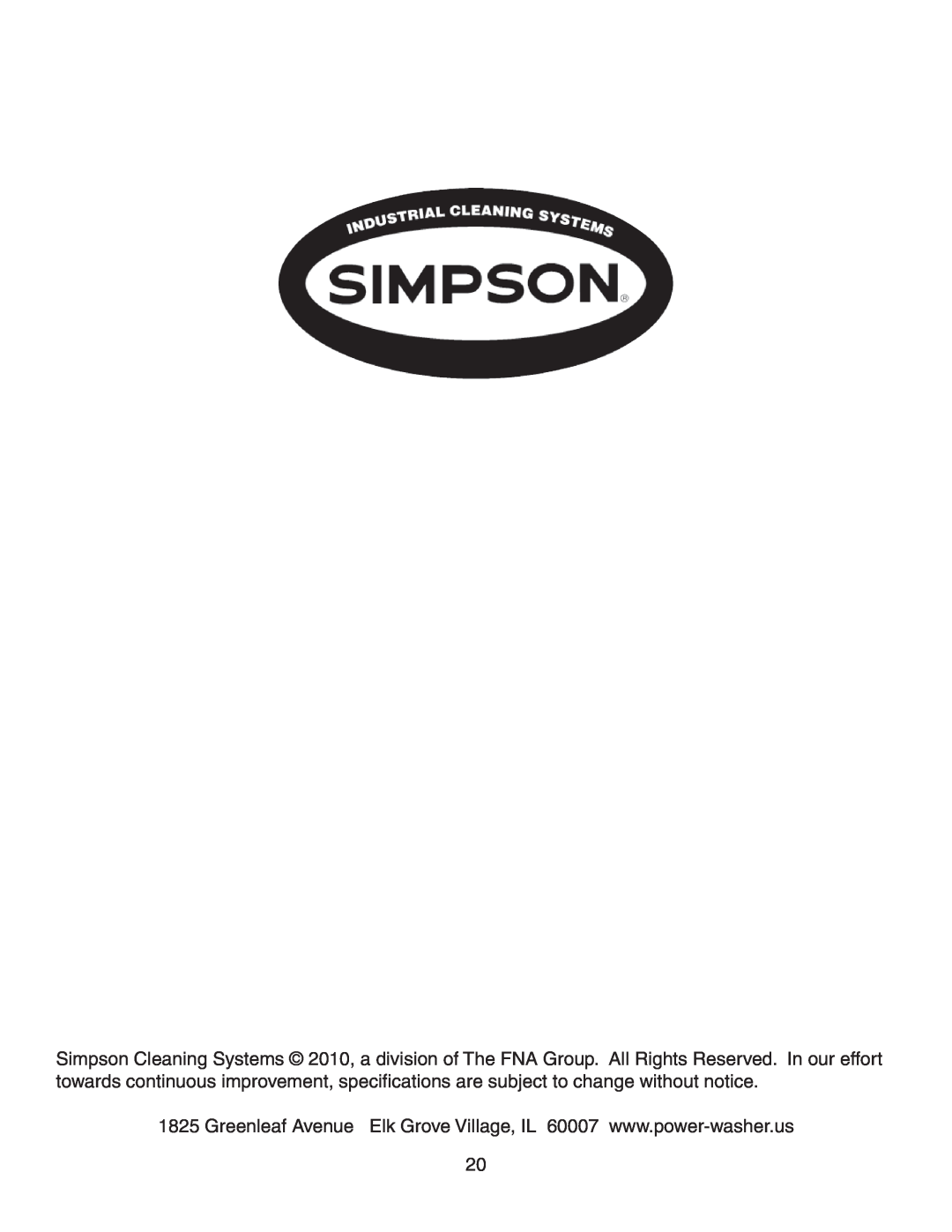 Simpson V3100 warranty 