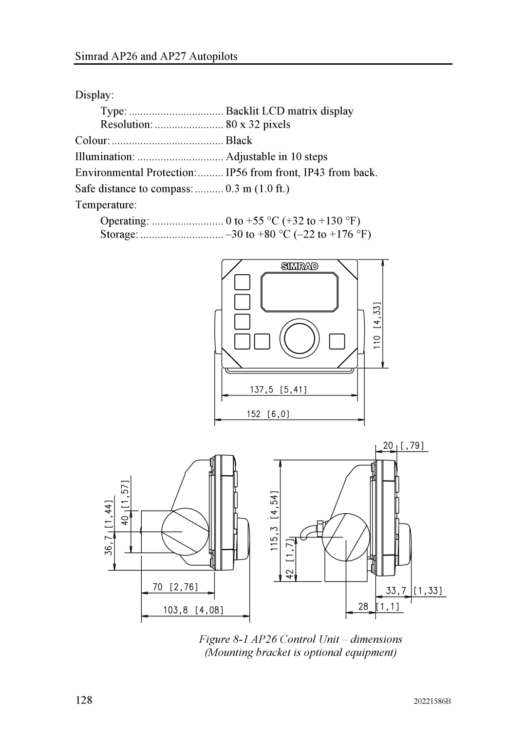 Simrad AP27, AP26 manual 128 