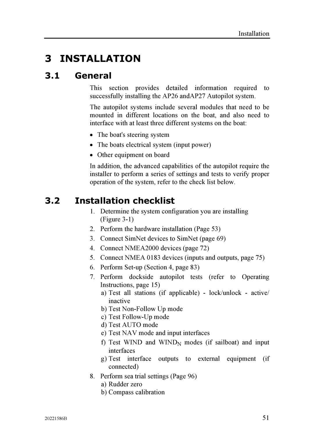 Simrad AP26, AP27 manual Installation checklist 