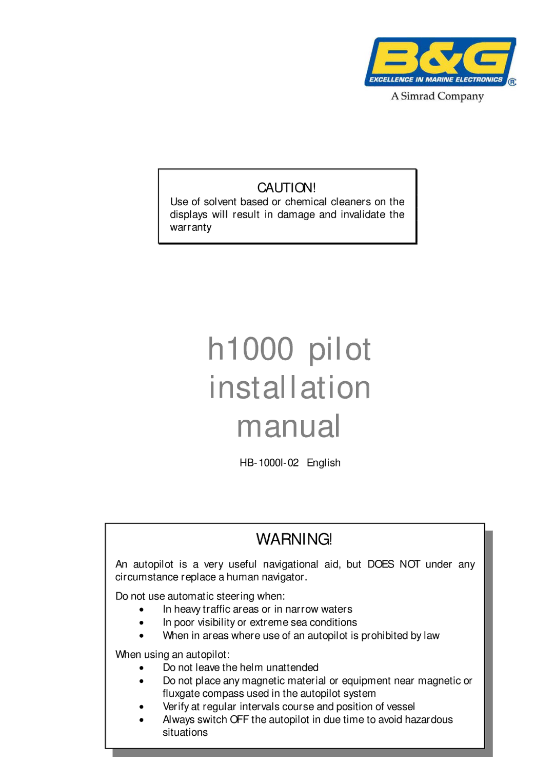 Simrad manual H1000 pilot installation manual 