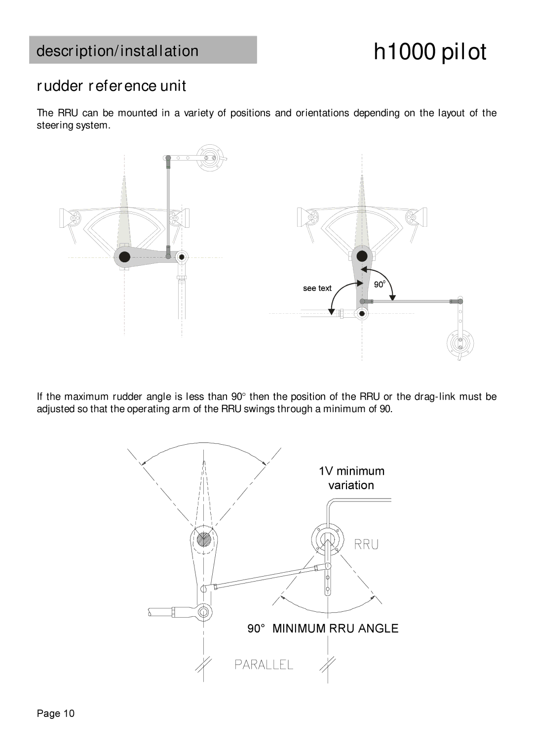 Simrad H1000 manual Minimum RRU Angle 