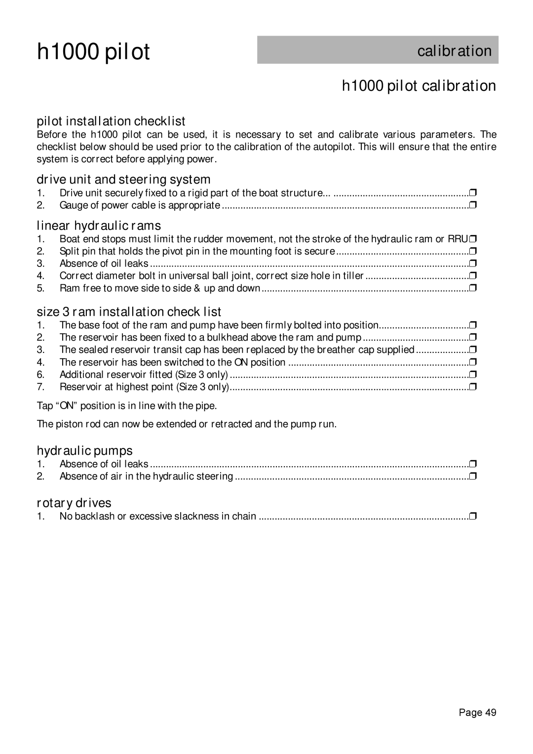 Simrad manual Calibration H1000 pilot calibration 