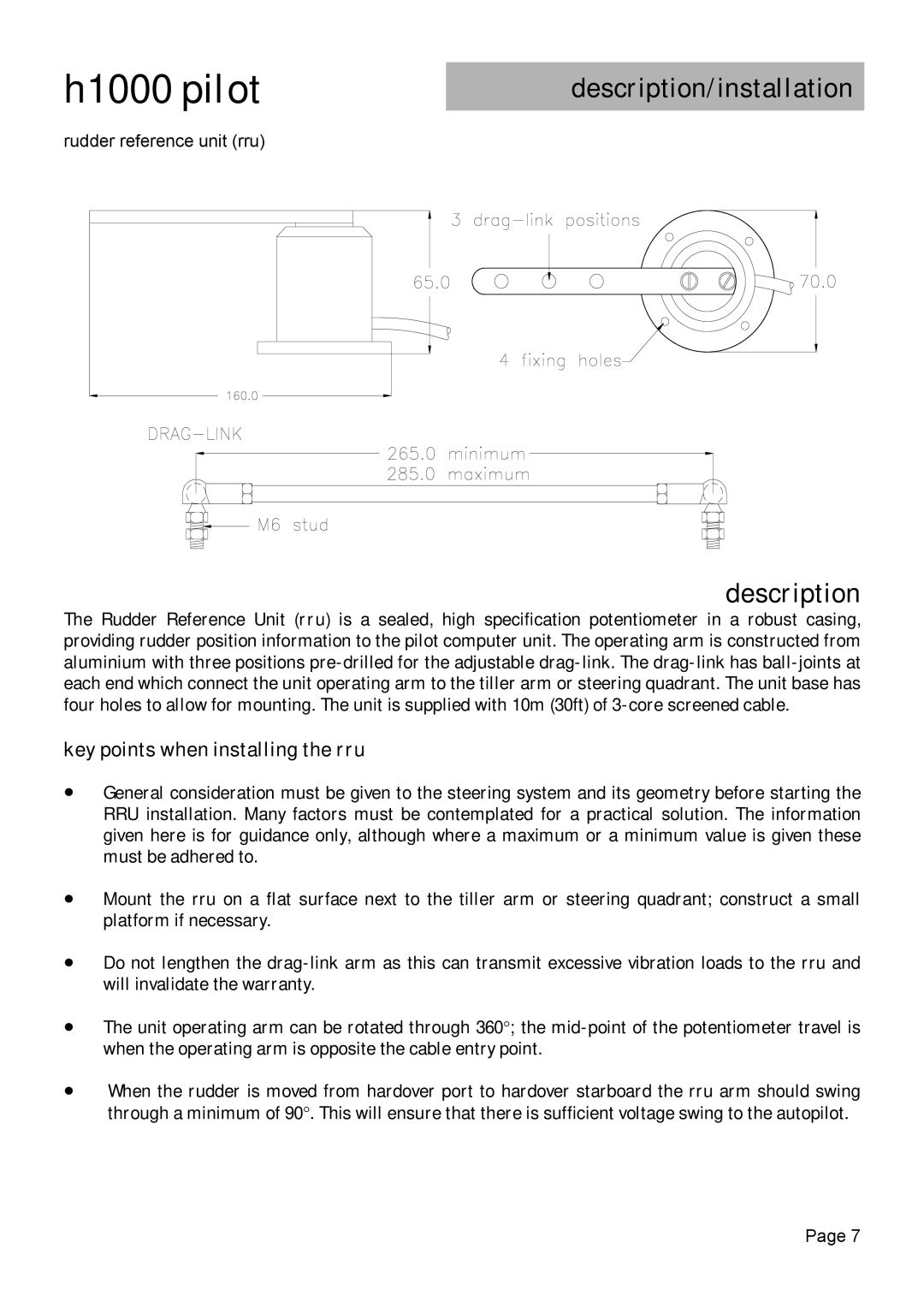 Simrad H1000 manual Key points when installing the rru 