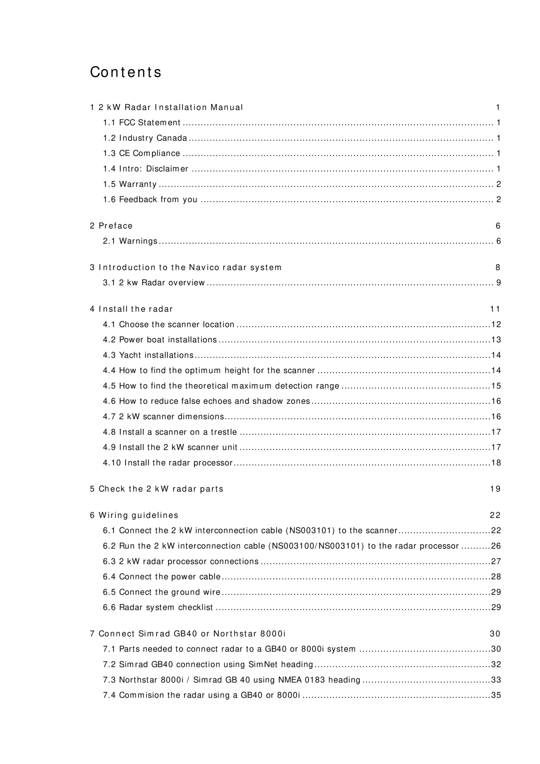 Simrad MN000802A-G manual Contents 