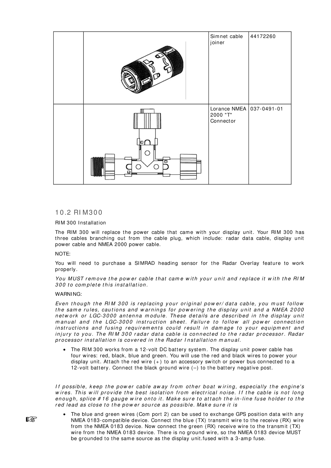 Simrad MN000802A-G manual 10.2 RIM300 