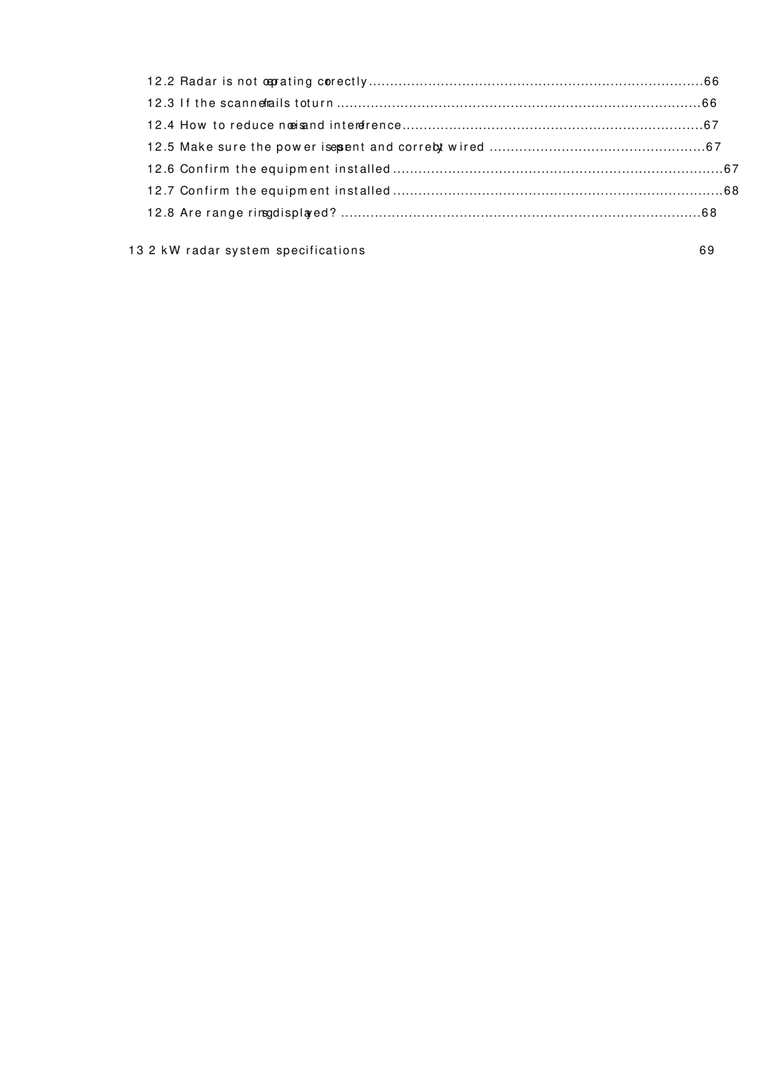 Simrad MN000802A-G manual 13 2 kW radar system specifications 