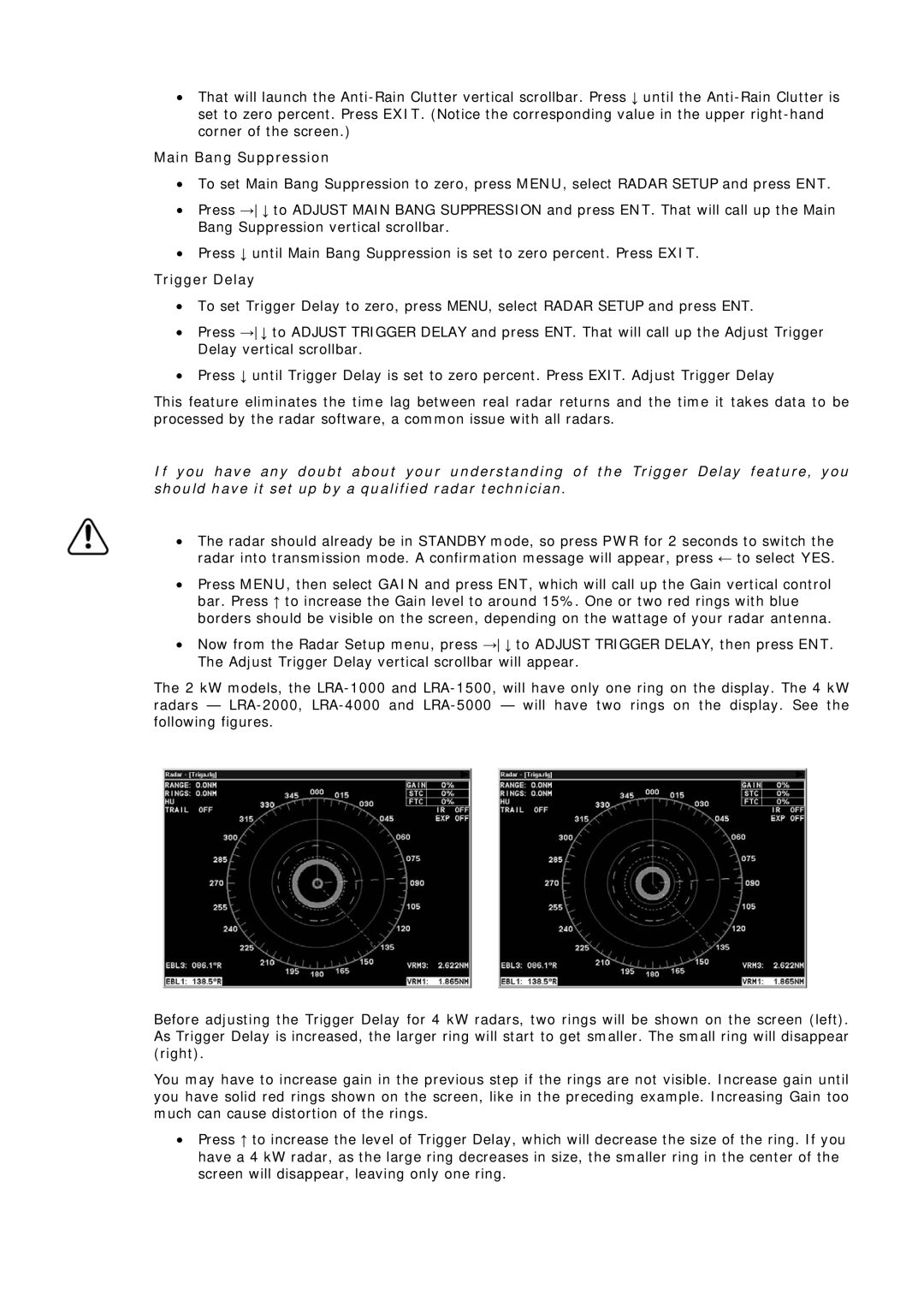 Simrad MN000802A-G manual Main Bang Suppression, Trigger Delay 