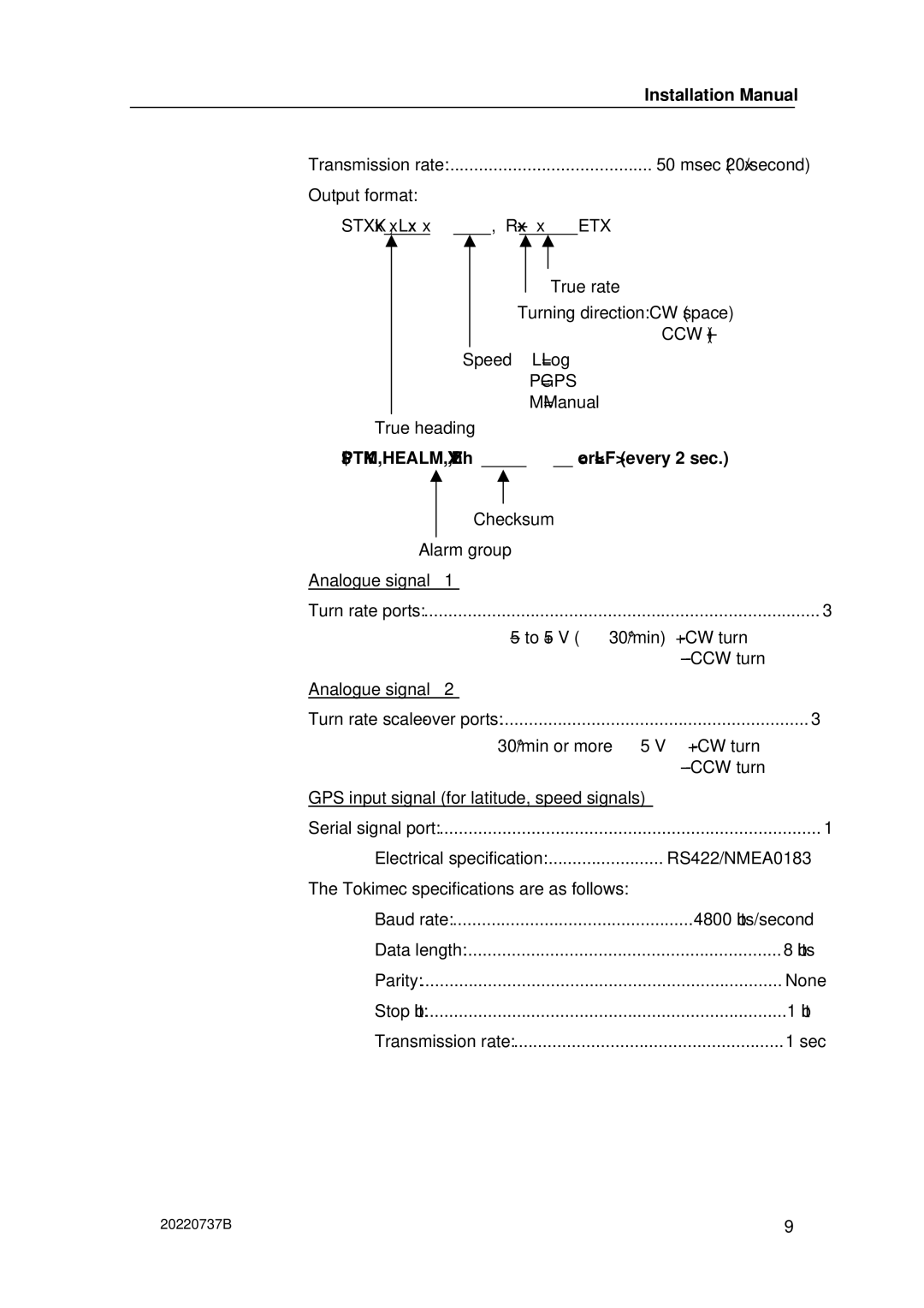 Simrad RGC12 manual Analogue signal 