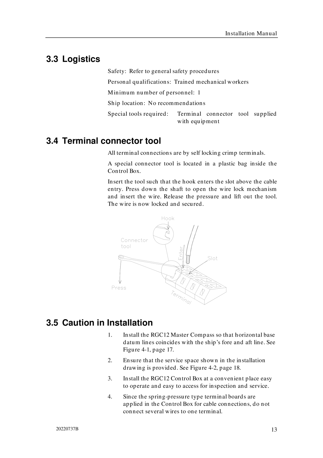 Simrad RGC12 manual Logistics, Terminal connector tool 