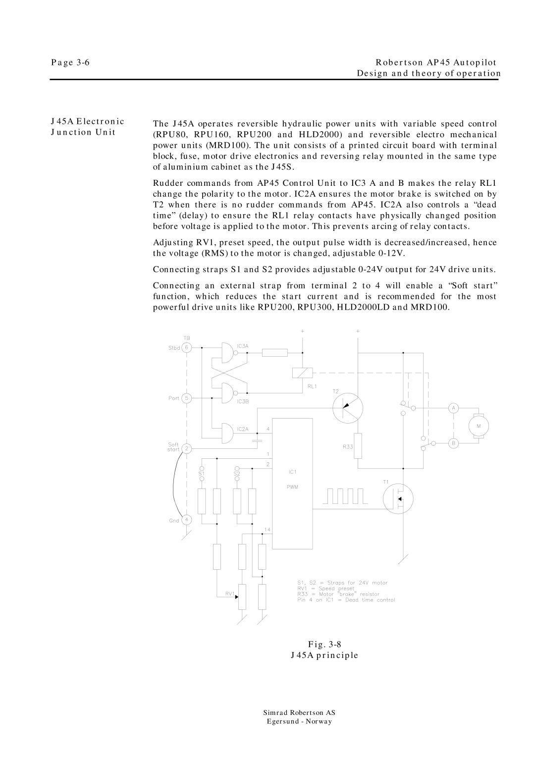 Simrad ROBERTSON AP45 manual J45A Electronic Junction Unit, J45A principle 