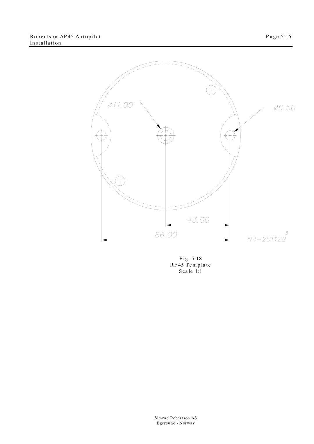 Simrad ROBERTSON AP45 manual Robertson AP45 Autopilot Installation RF45 Template Scale 