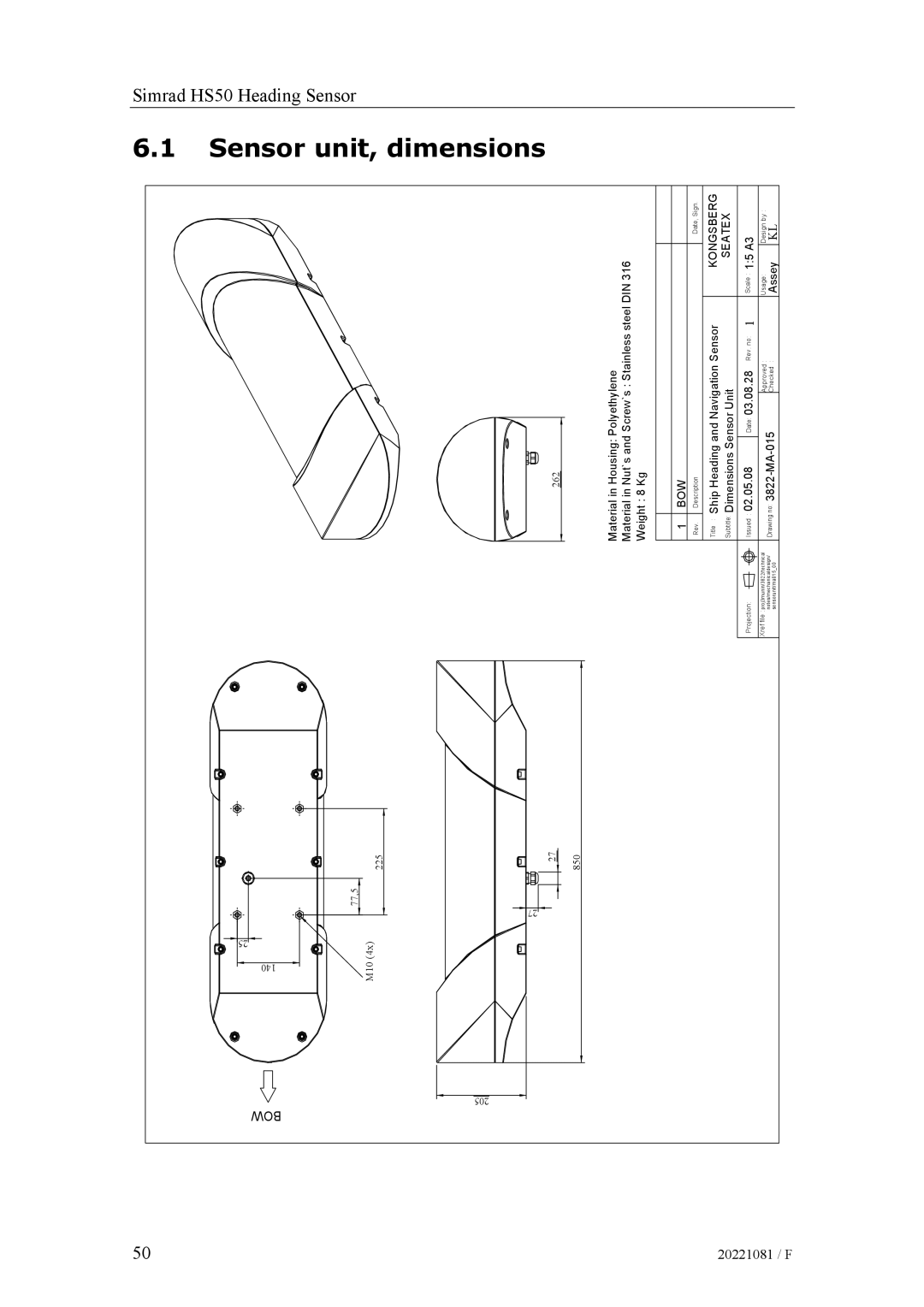 Simrad SIMRAD HS50 manual Dimensions, Seatex 