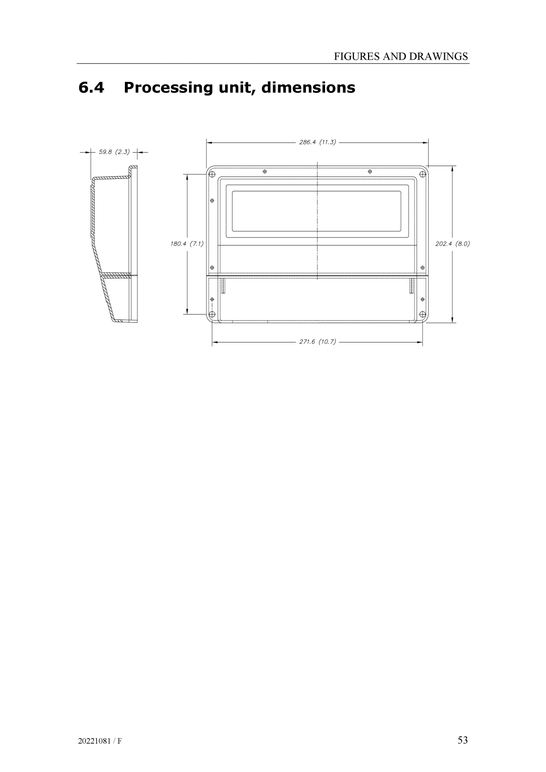 Simrad SIMRAD HS50 manual Processing unit, dimensions 