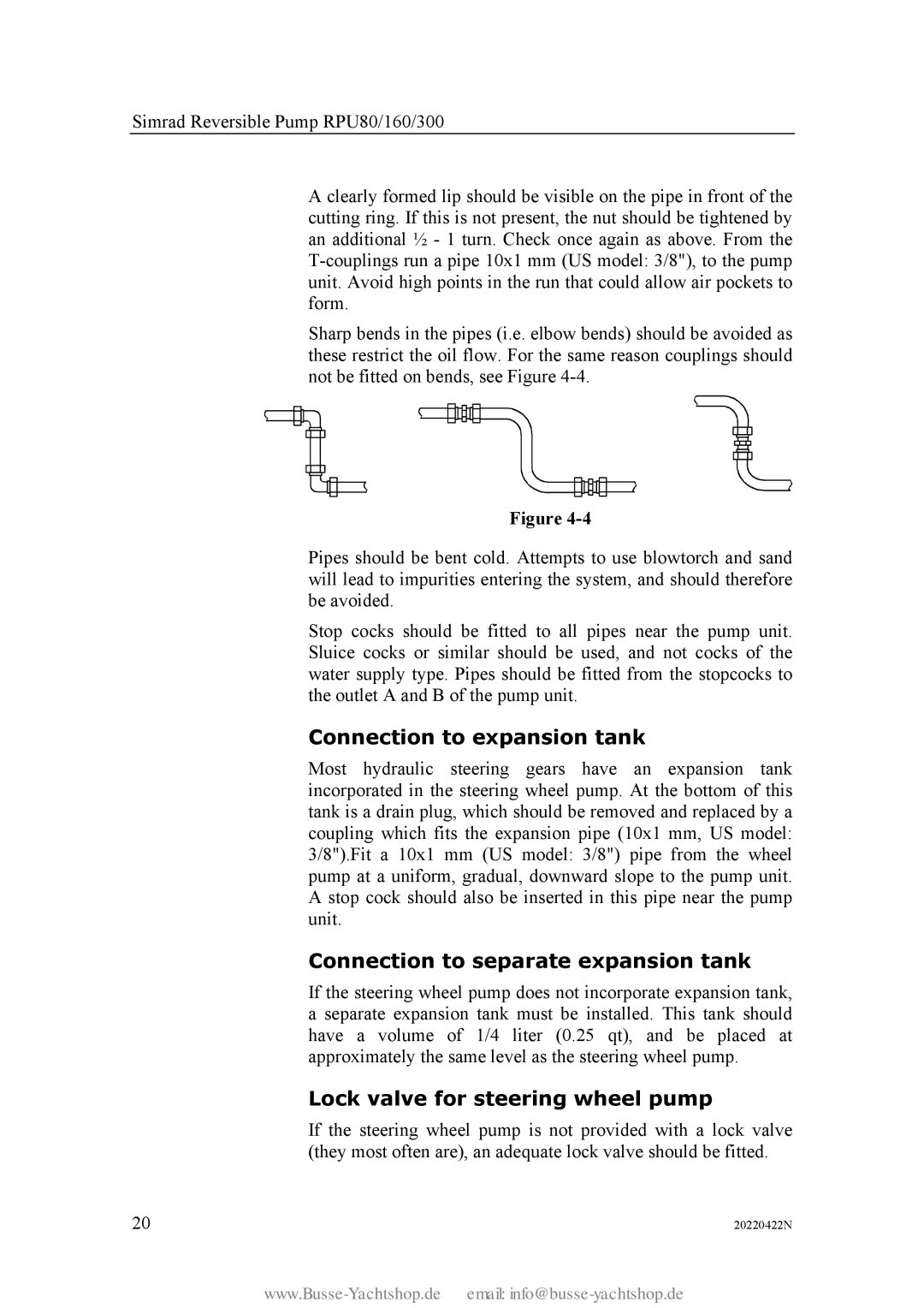 Simran RPU80 instruction manual Connection to expansion tank 