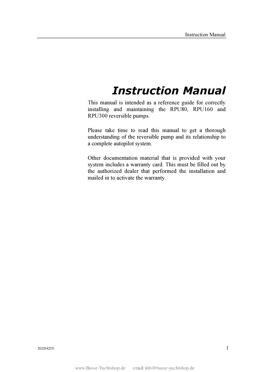 Simran RPU80 instruction manual 20220422N 