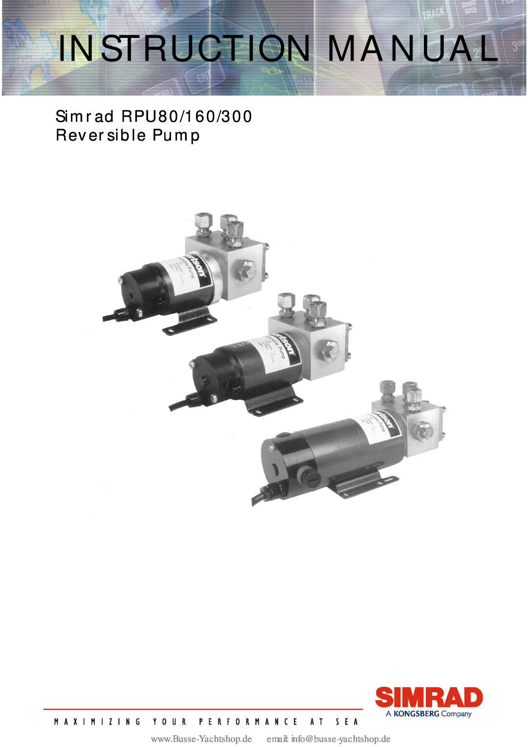 Simran instruction manual Simrad RPU80/160/300 Reversible Pump 