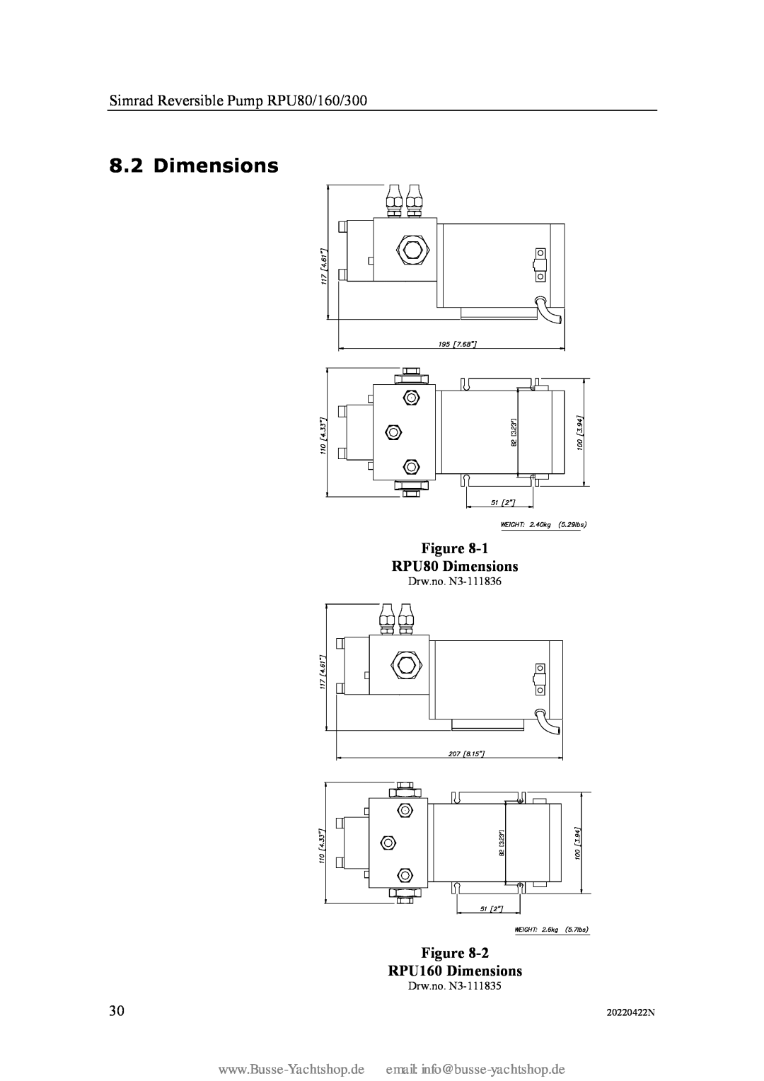 Simran Figure RPU80 Dimensions, Figure RPU160 Dimensions, Drw.no. N3-111836, Drw.no. N3-111835, 20220422N 
