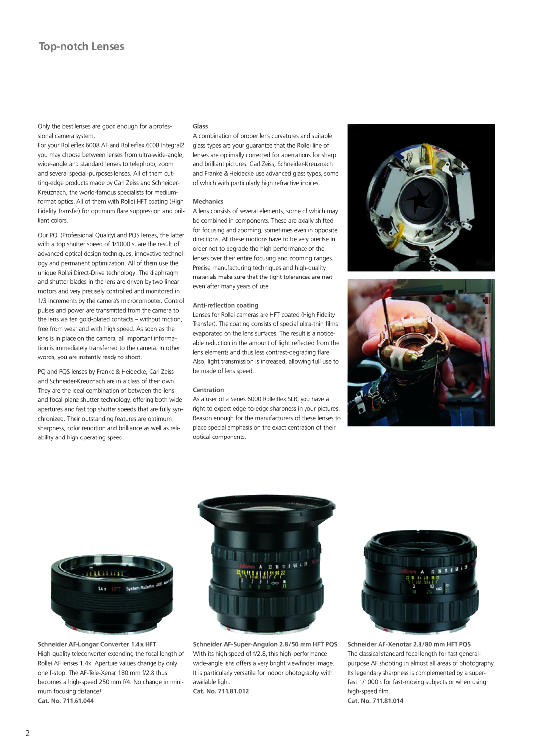 Sinar 6008 AF, 6008 Integral manual Top-notch Lenses 