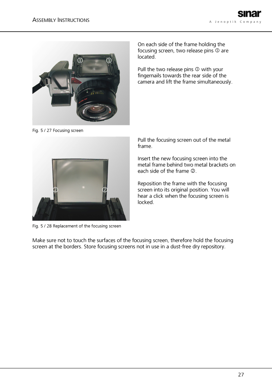 Sinar Hy6 manual Focusing screen 